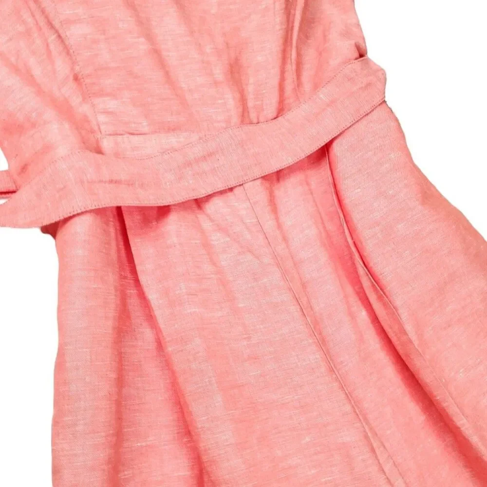 NEW Banana Republic Coral Linen Blend Belted Wide Leg Jumpsuit – Size 6